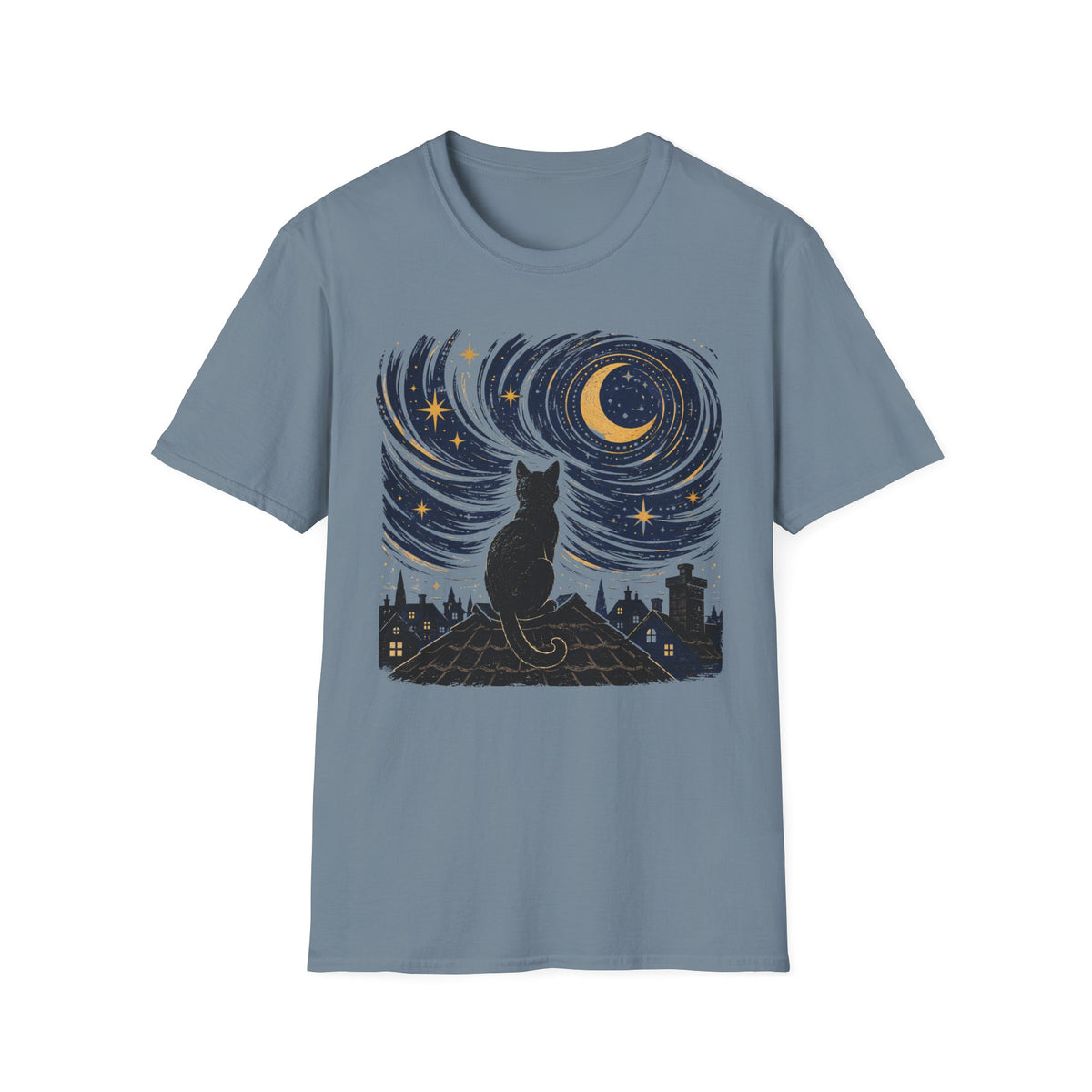Stargazer Cat Rooftop T-Shirt