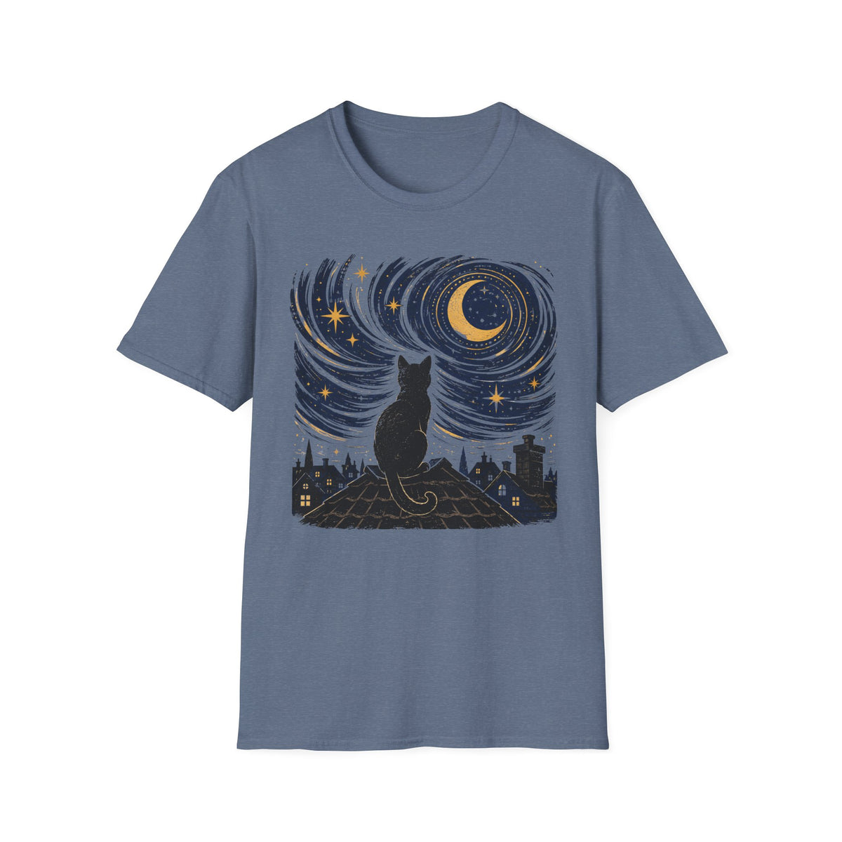 Stargazer Cat Rooftop T-Shirt